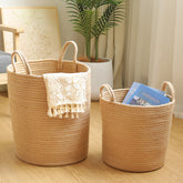 Sophisticated flexible jute organizer basket ideal for storing small items in bedrooms, living rooms, or kitchens.